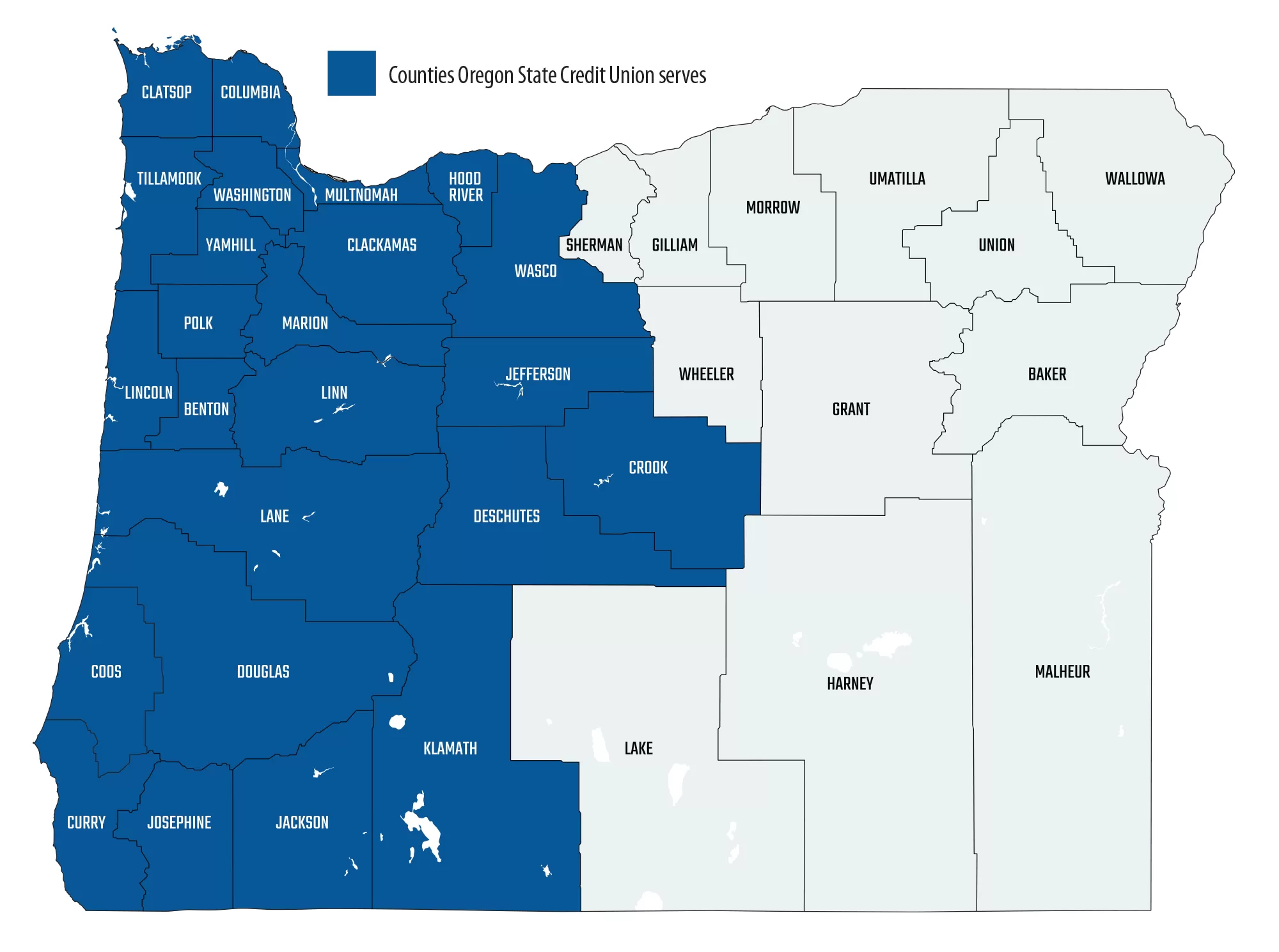 Membership eligibility map - Oregon State Credit Union